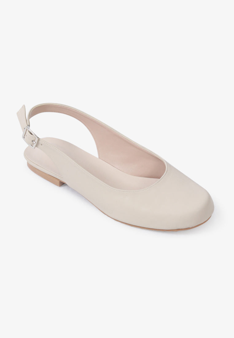 Balarie Ankle Strap Ballet Flats - Beige