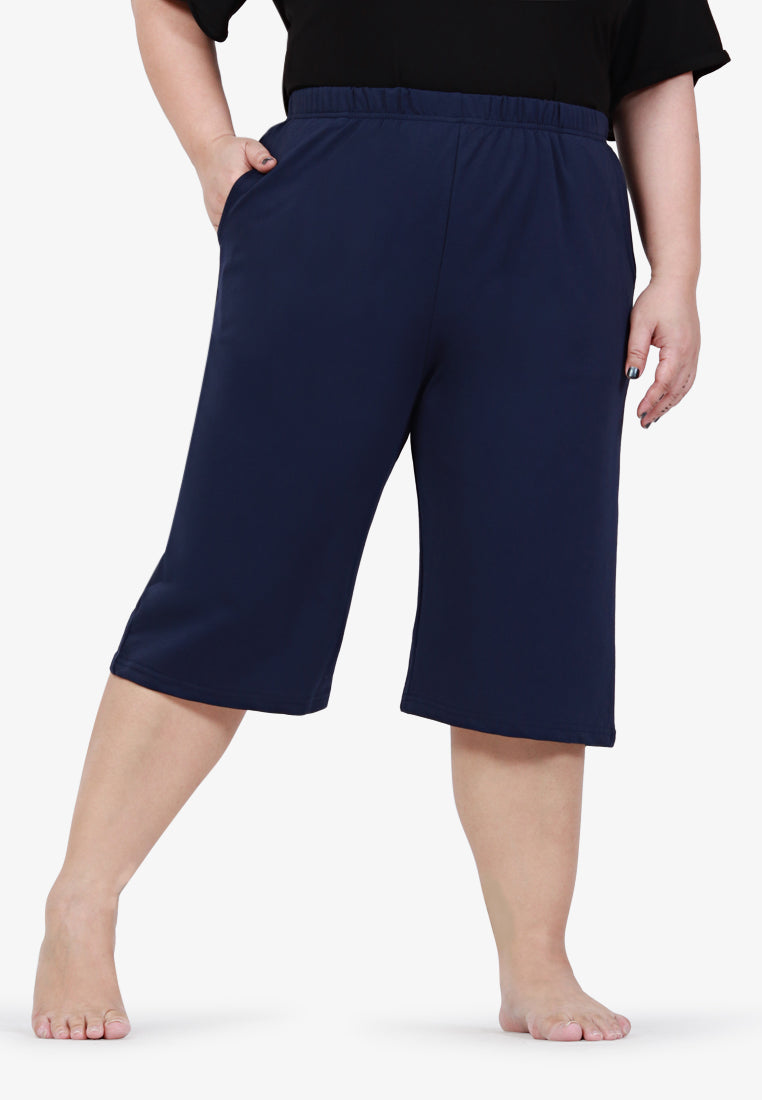 Beatrice Home Cotton Bermuda Shorts - Navy Blue