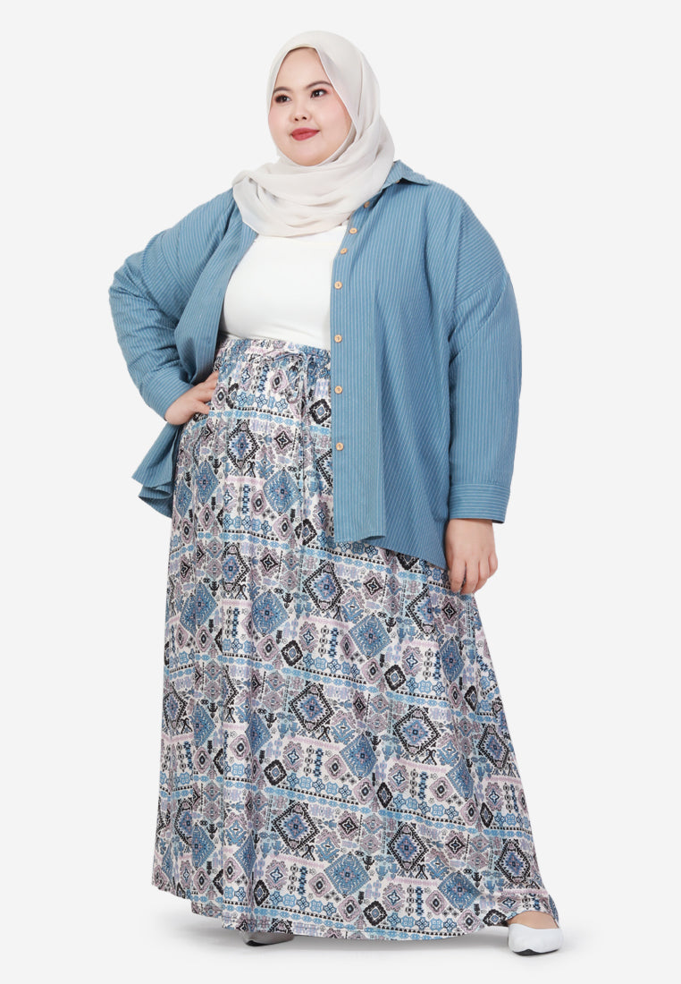 Beline Relax Batik Sarung Skirt - Light Blue