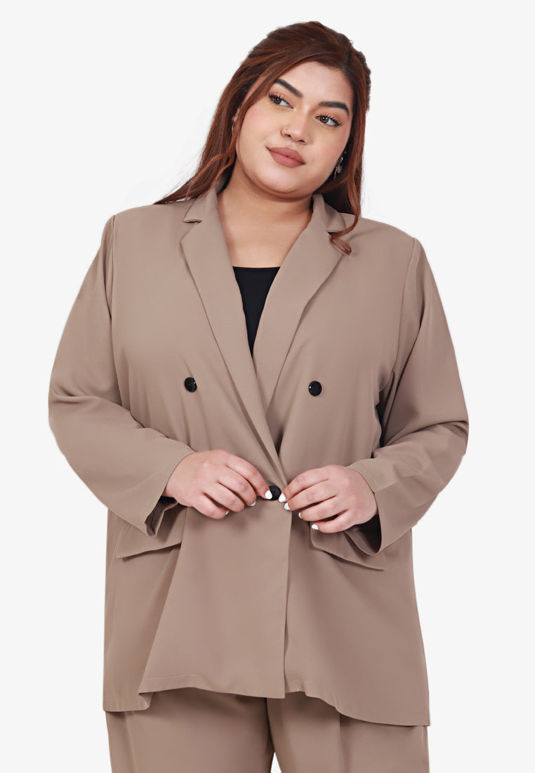Blaise Double Breasted Soft Blazer - Brown