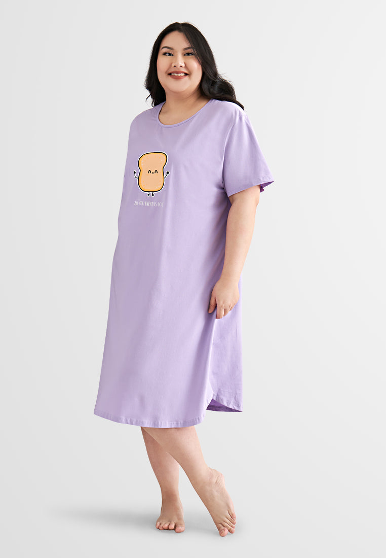 Breakfast Cotton Jersey Sleep Dress - Lilac Toast