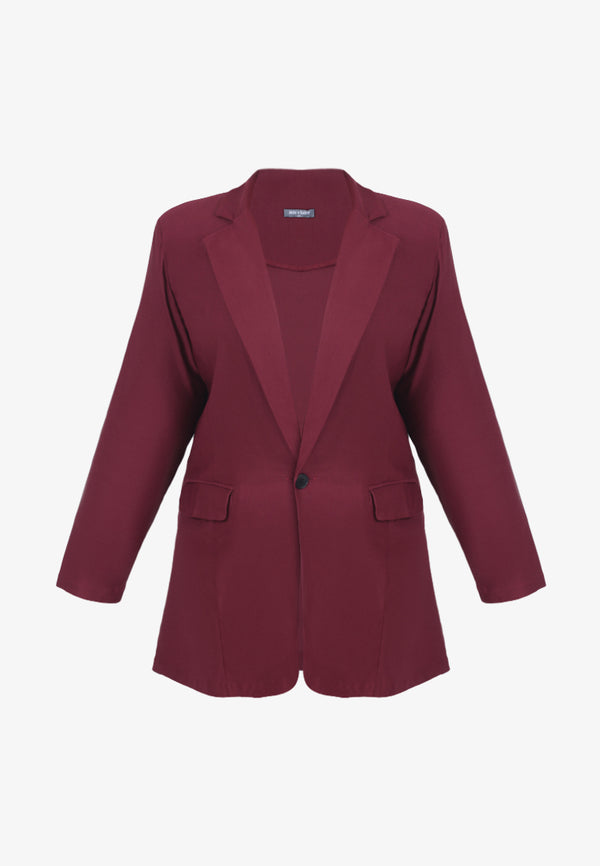 Breanne FLEXI Collared Professional Blazer - Dark Red