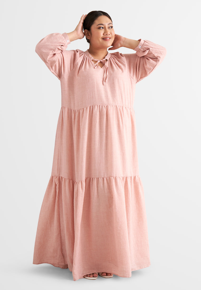 Brielle Bohemian Tiered Long Dress - Pink