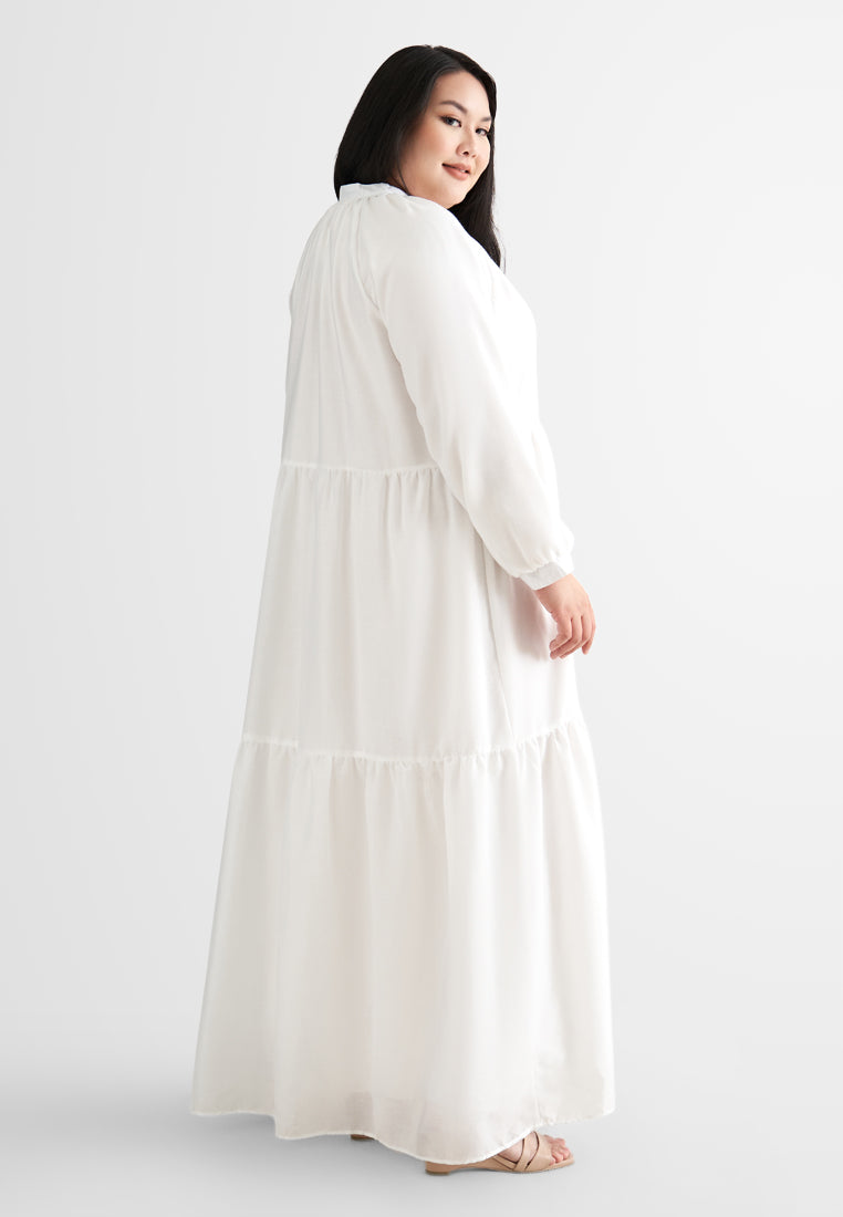 Brielle Bohemian Tiered Long Dress - White