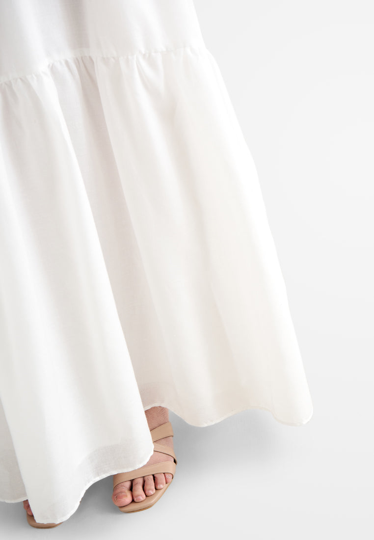 Brielle Bohemian Tiered Long Dress - White