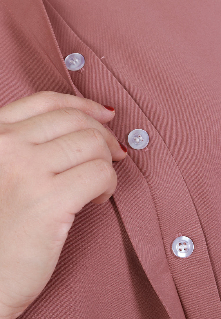 Buena Minimalist Hidden Button Top - Brown Pink