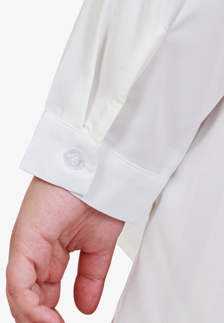 Buena Minimalist Hidden Button Top - White