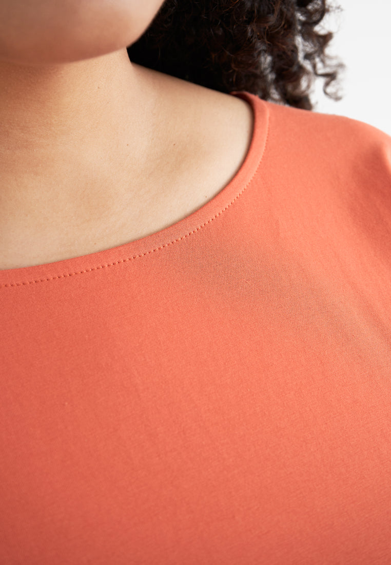 Calista EVERYDAY Loose-fit Crop Sleeve Tshirt - Orange