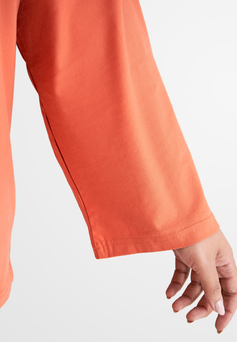 Calista EVERYDAY Loose-fit Crop Sleeve Tshirt - Orange