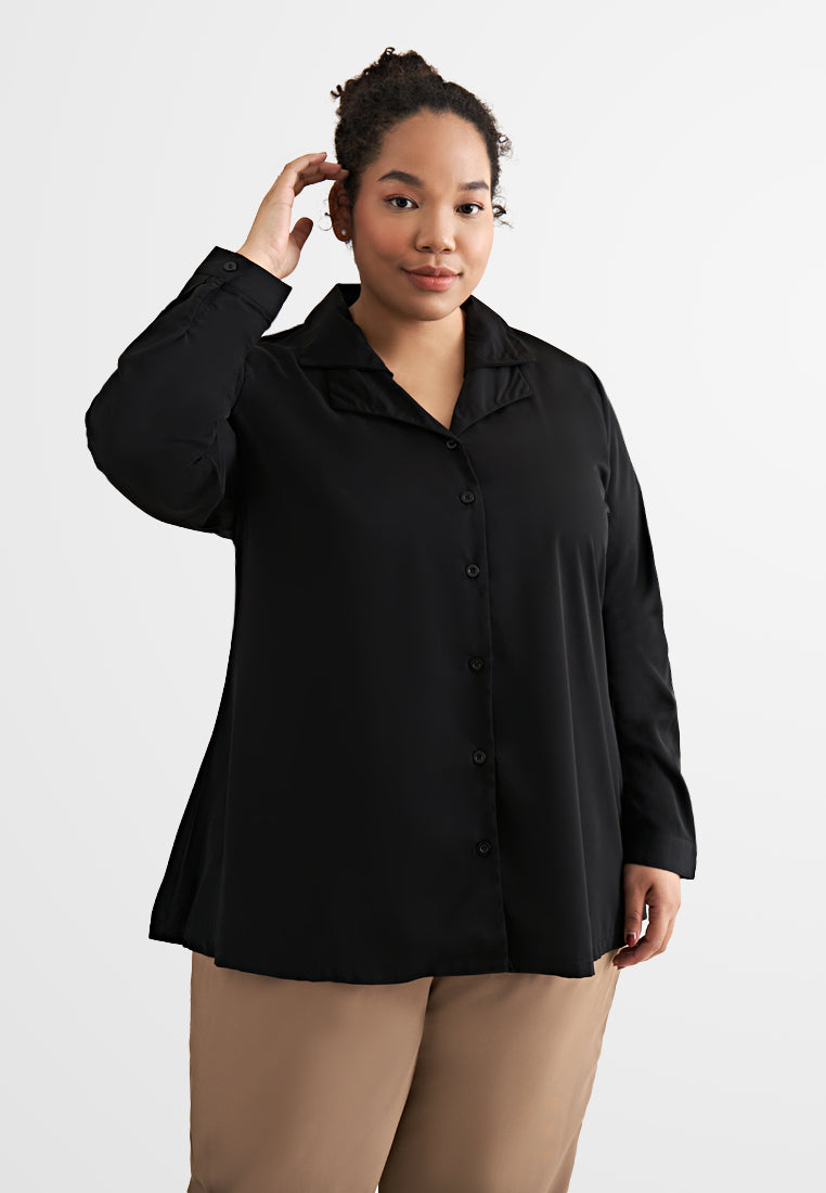 Catherine Double Collar Work Blouse - Black – Mis Claire