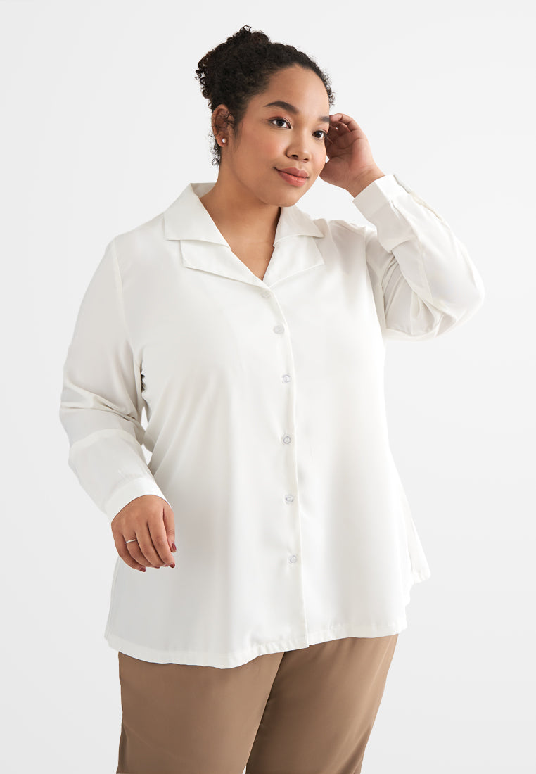 Catherine Double Collar Work Blouse - White