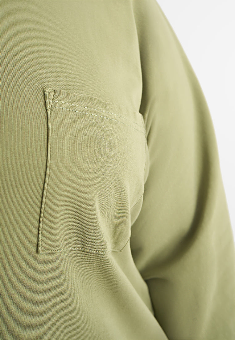 Cavina Cropped Sleeves Cotton Tee - Kaya Green