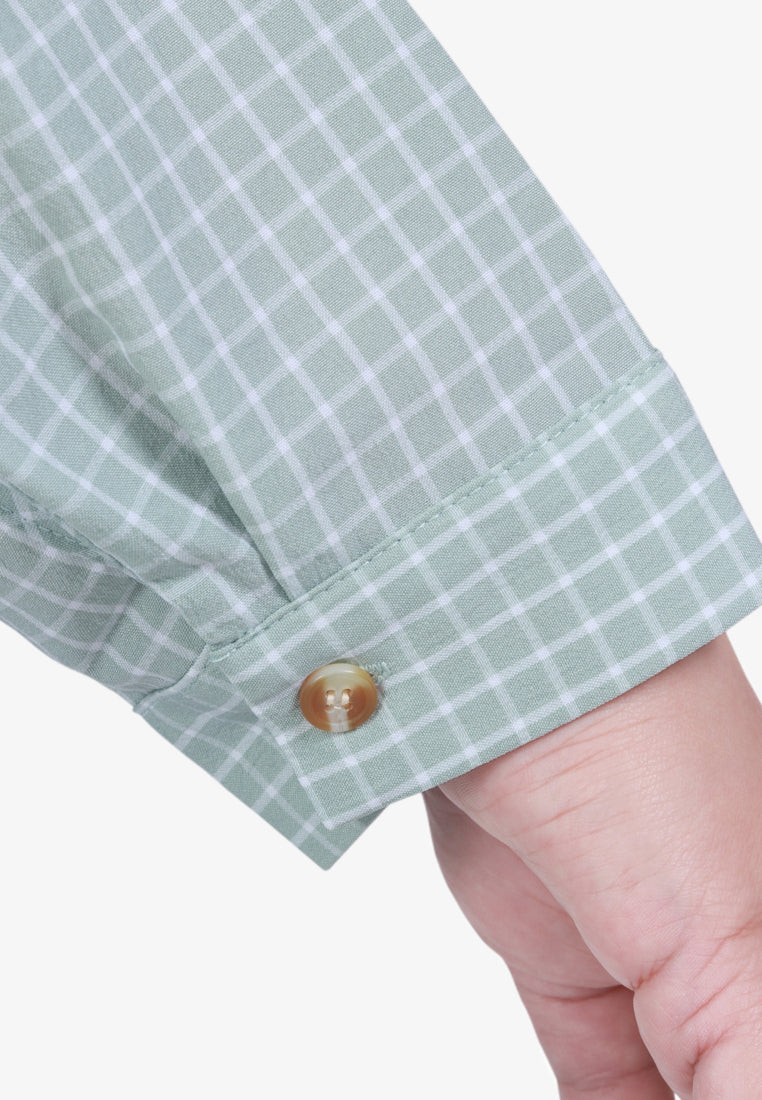 Cheaney Cute Checkered Button Shirt - Mint Green