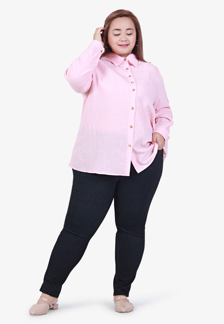 Cheaney Cute Checkered Button Shirt - Pink