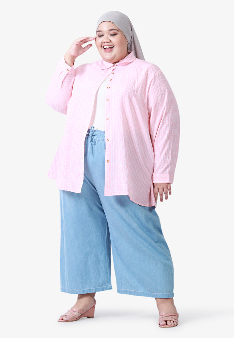 Cheaney Cute Checkered Button Shirt - Pink