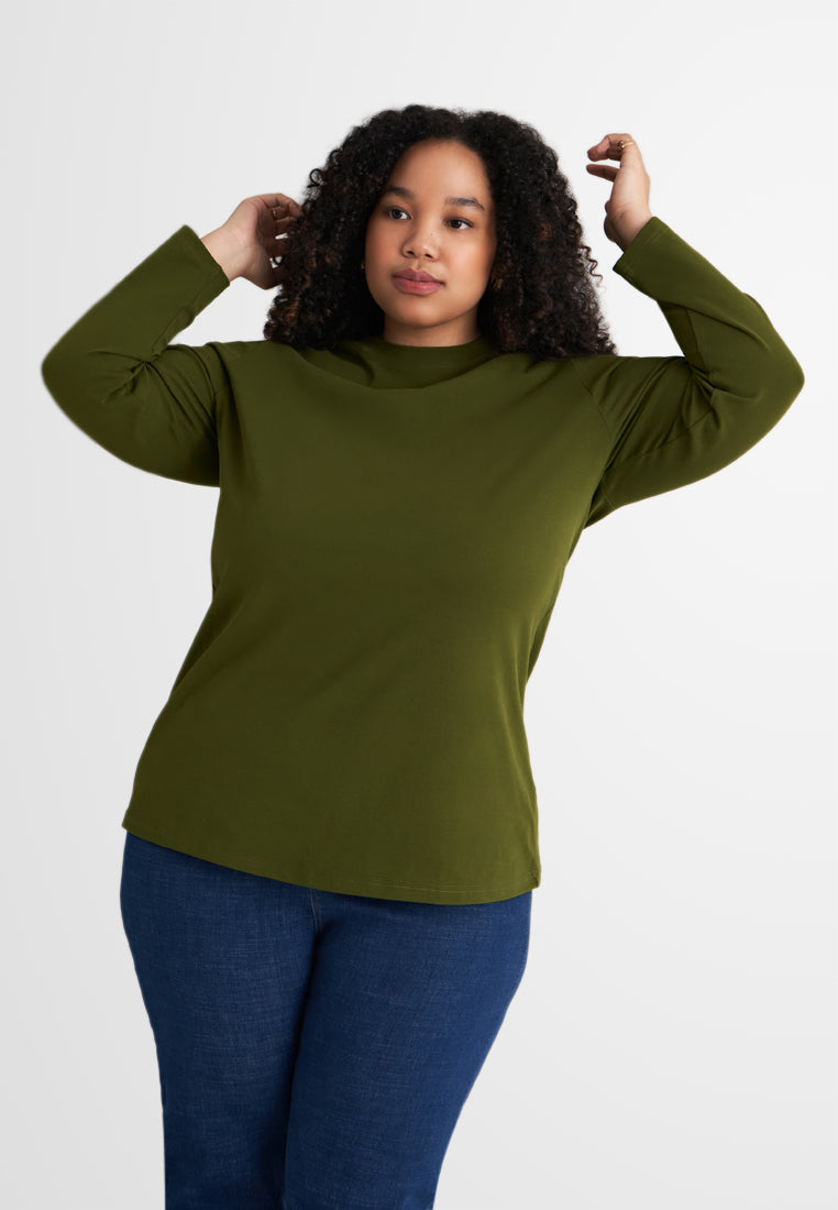 Clarissa Premium Cotton Long Sleeve Tshirt - Army Green