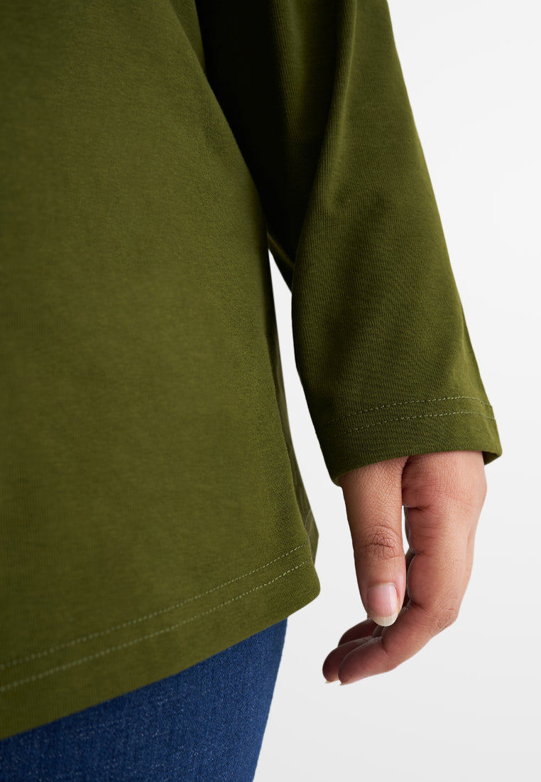 Clarissa Premium Cotton Long Sleeve Tshirt - Army Green