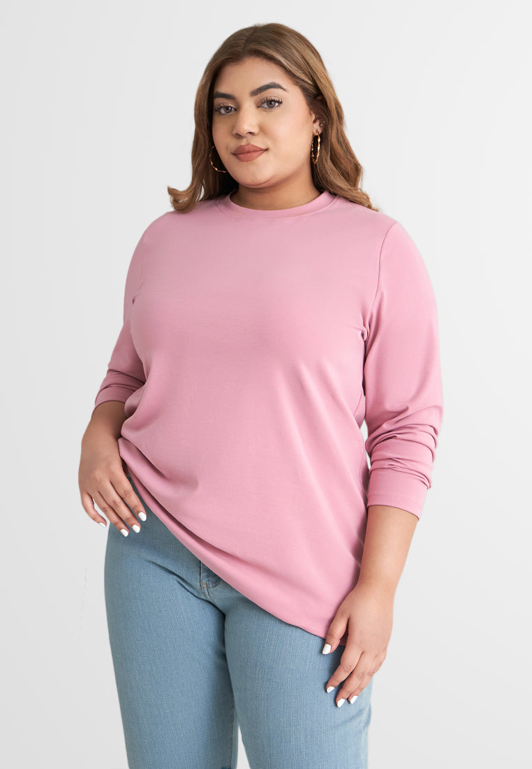 Clarissa Premium Cotton Long Sleeve Tshirt - Light Rose Pink