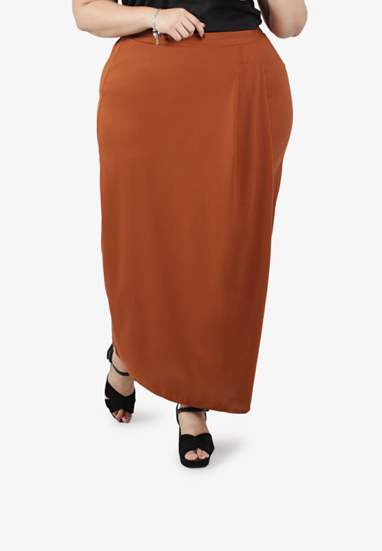 Clarke Skirt Overlay Ankle Pants - Burnt Orange Brown