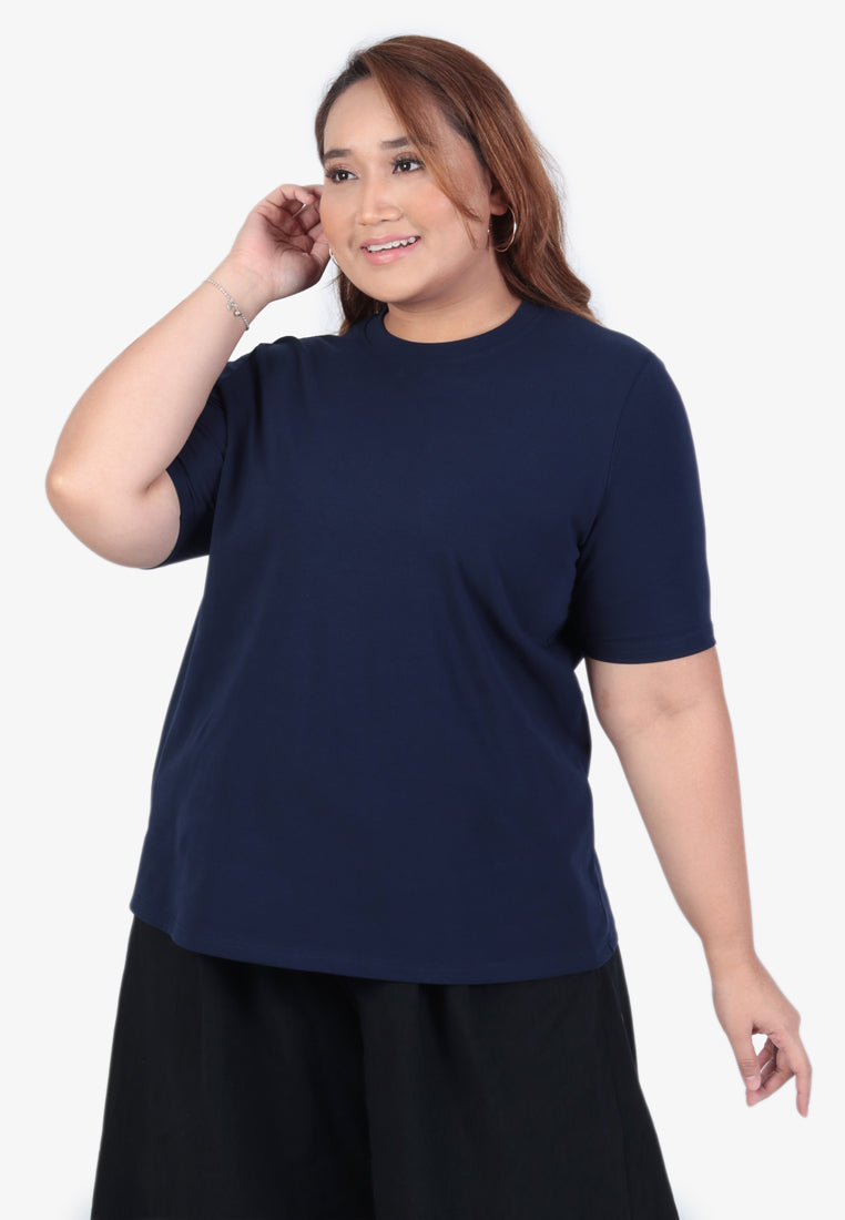 Cleo Premium Cotton Short Sleeve Tshirt - Dark Blue