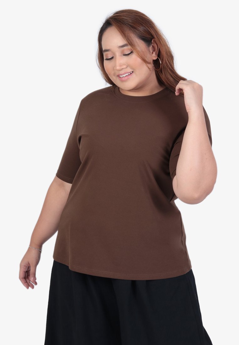 Cleo Premium Cotton Short Sleeve Tshirt - Brown