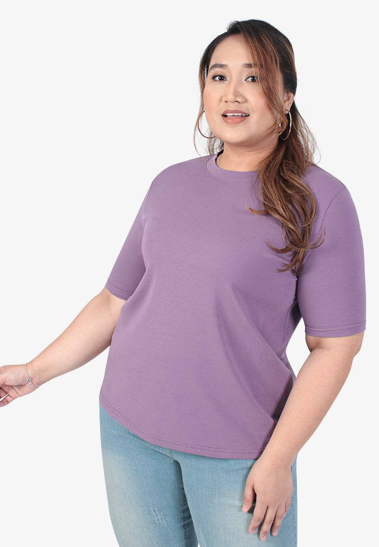 Cleo Premium Cotton Short Sleeve Tshirt - Lavender Purple