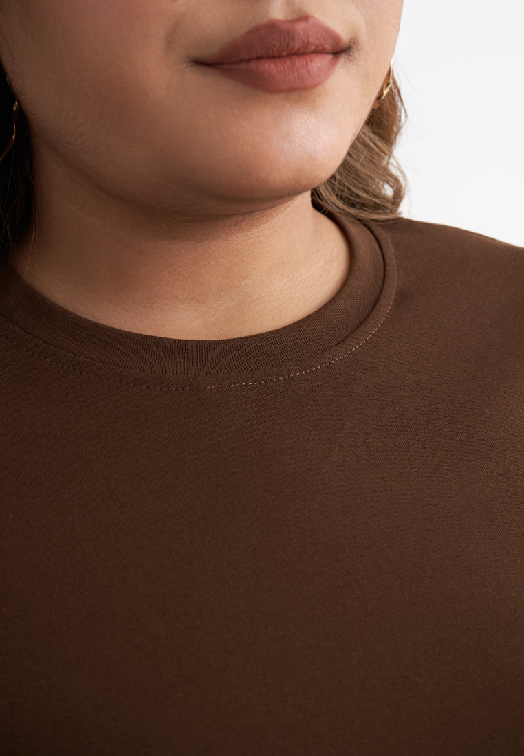 Cleo Premium Cotton Short Sleeve Tshirt - Dark Brown