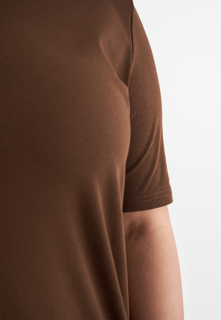 Cleo Premium Cotton Short Sleeve Tshirt - Dark Brown