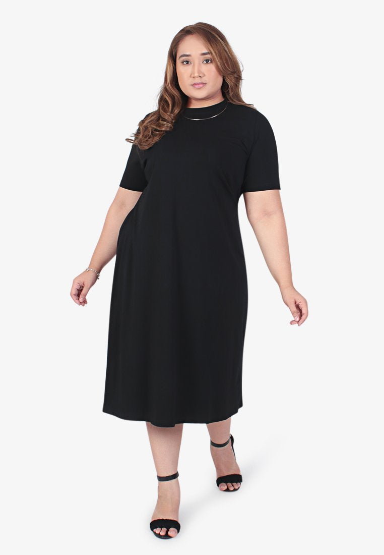 Collins Basic Cotton Midi Dress - Black