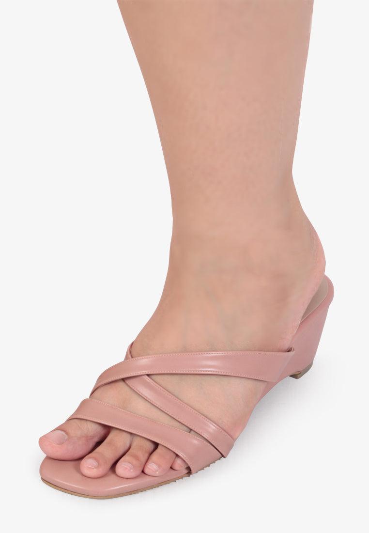 Connor Criss Cross Strappy Sandals - Coral Pink