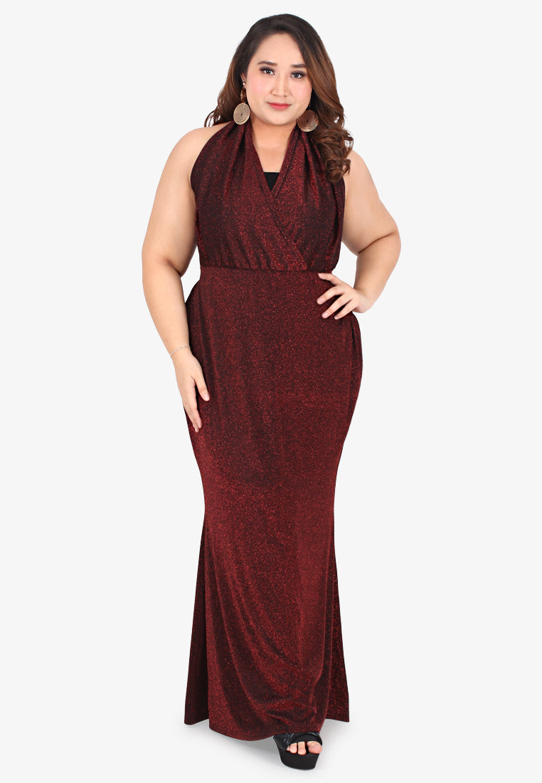 Crawford Glamorous Bareback Evening Dress - Red