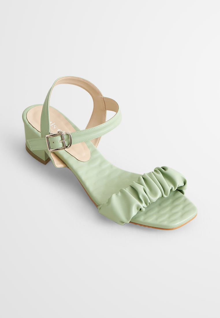Crisanne Scrunched Easy Wear Strap Heels - Green