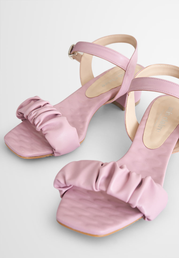 Crisanne Scrunched Easy Wear Strap Heels - Lilac