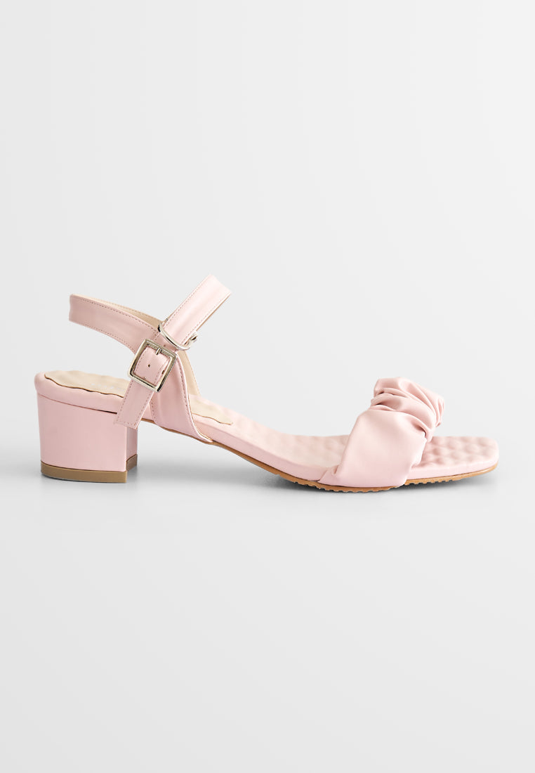 Crisanne Scrunched Easy Wear Strap Heels - Light Pink
