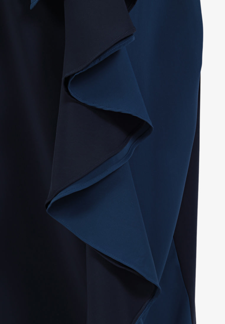 Dafiya Raya Dual Colour Kurung Set - Navy Blue