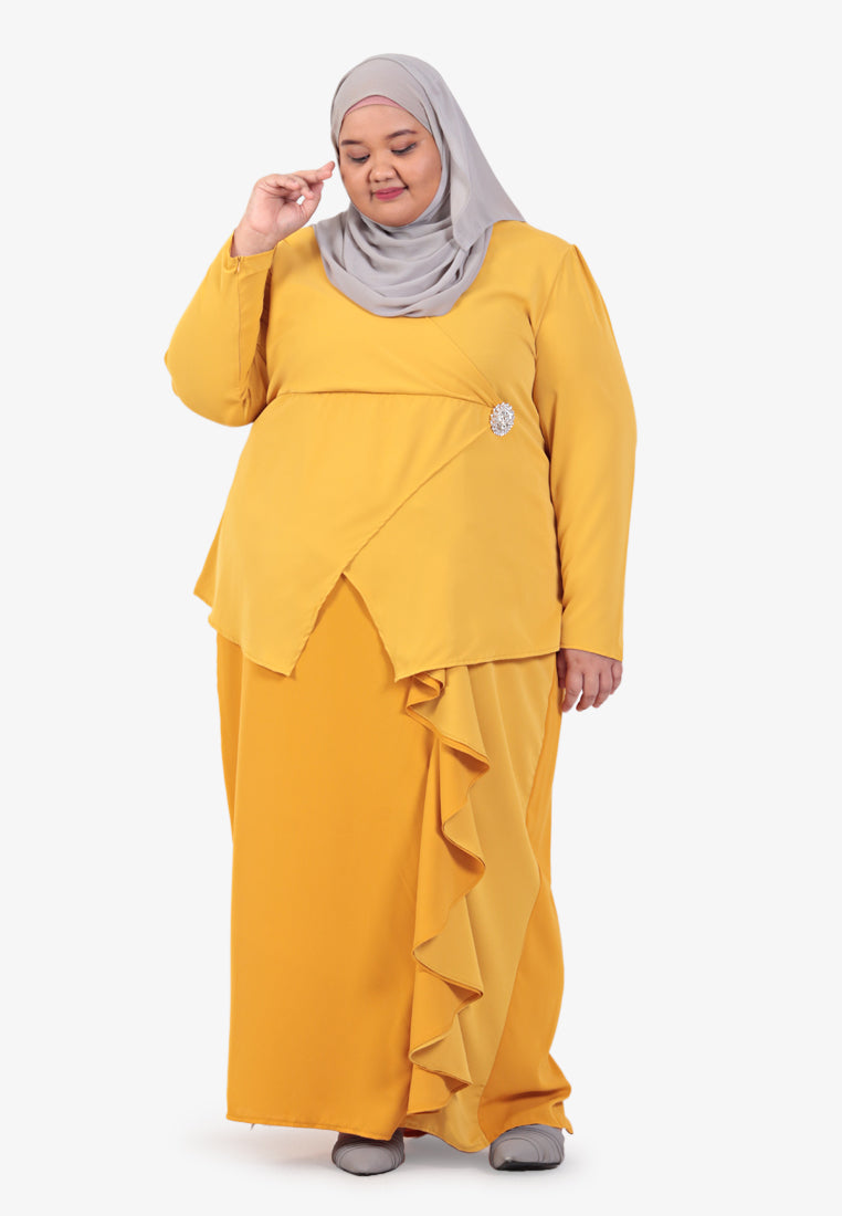 Dafiya Raya Dual Colour Kurung Set - Yellow