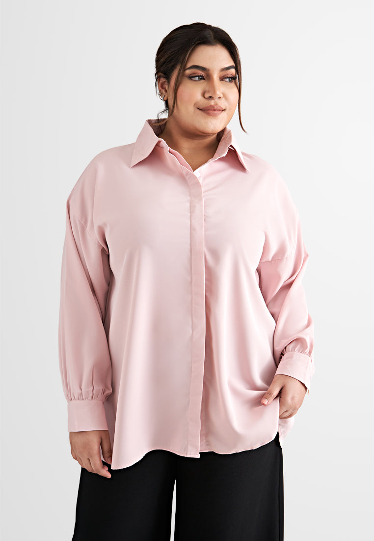 Darla Effortless Drop Shoulder Shirt - Light Pink