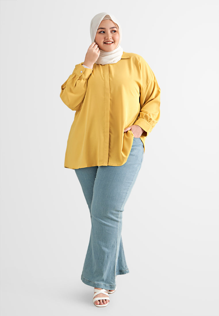 Darla Effortless Drop Shoulder Shirt - Sunny Yellow