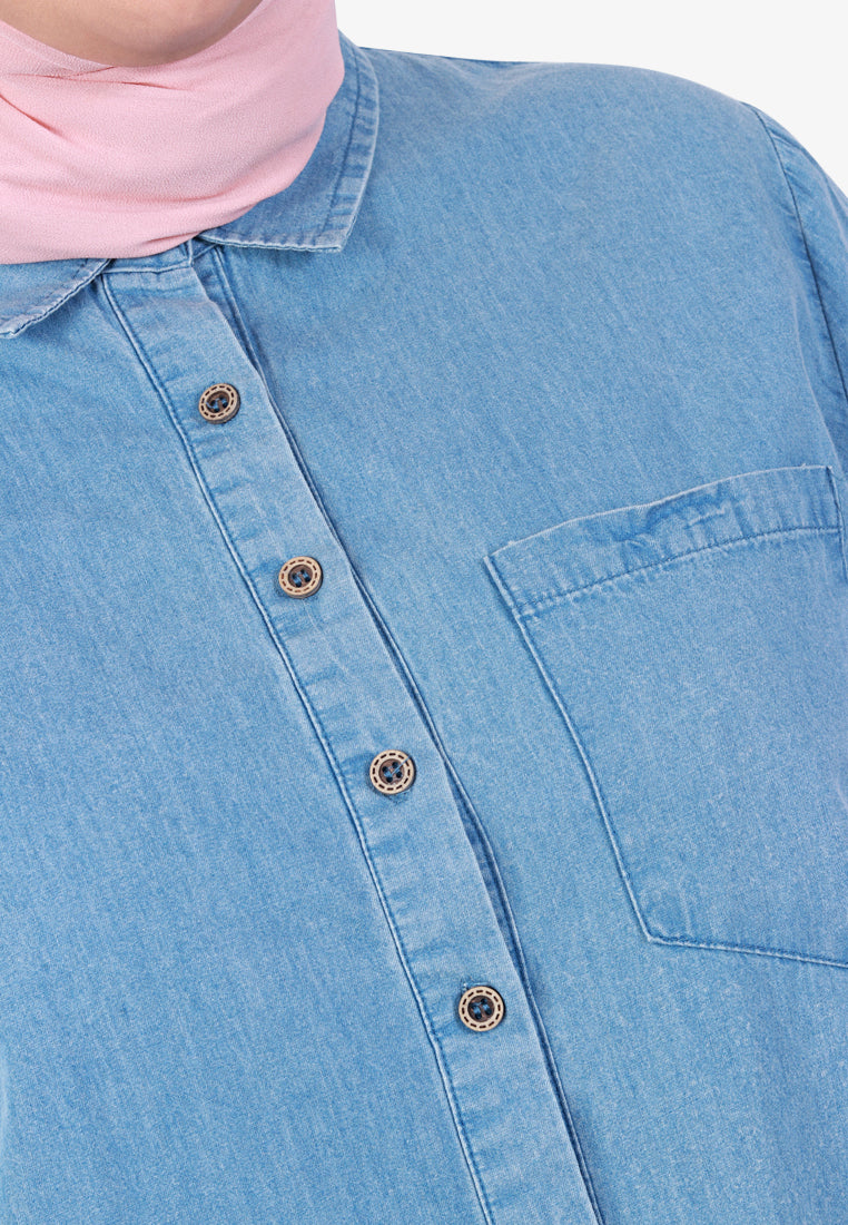 Denalie Denim Long Sleeve Shirt - Smooth Blue