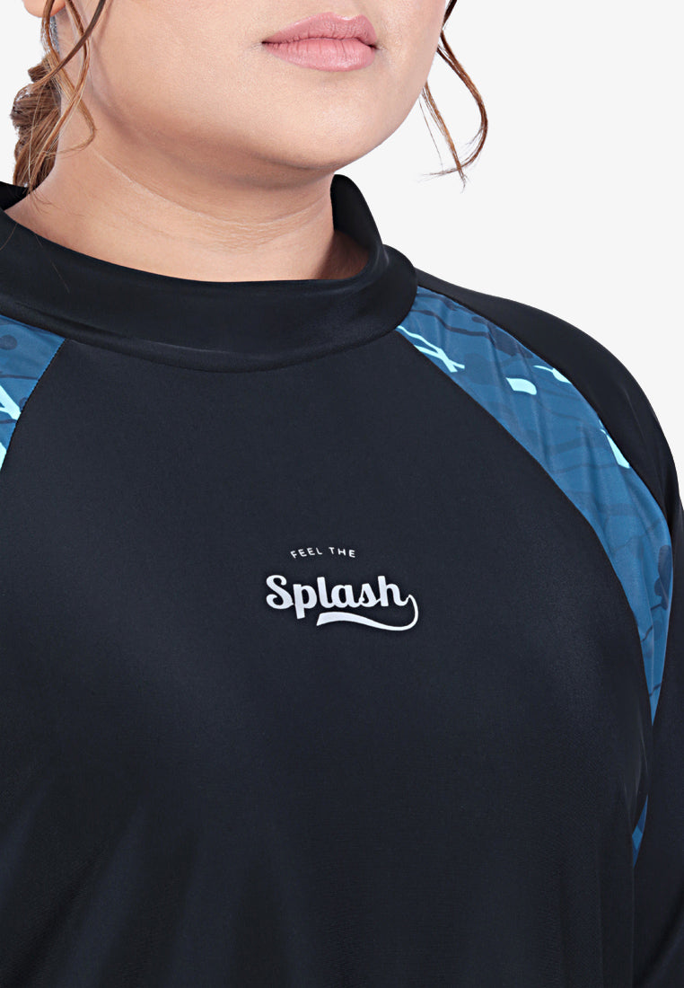 Dive Full Coverage Swimming Suit Set - Blue Splatter