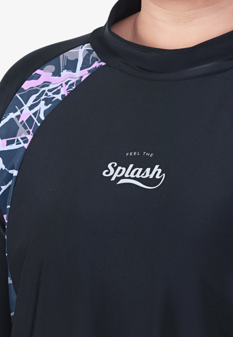 Dive Full Coverage Swimming Suit Set - Pink Splatter