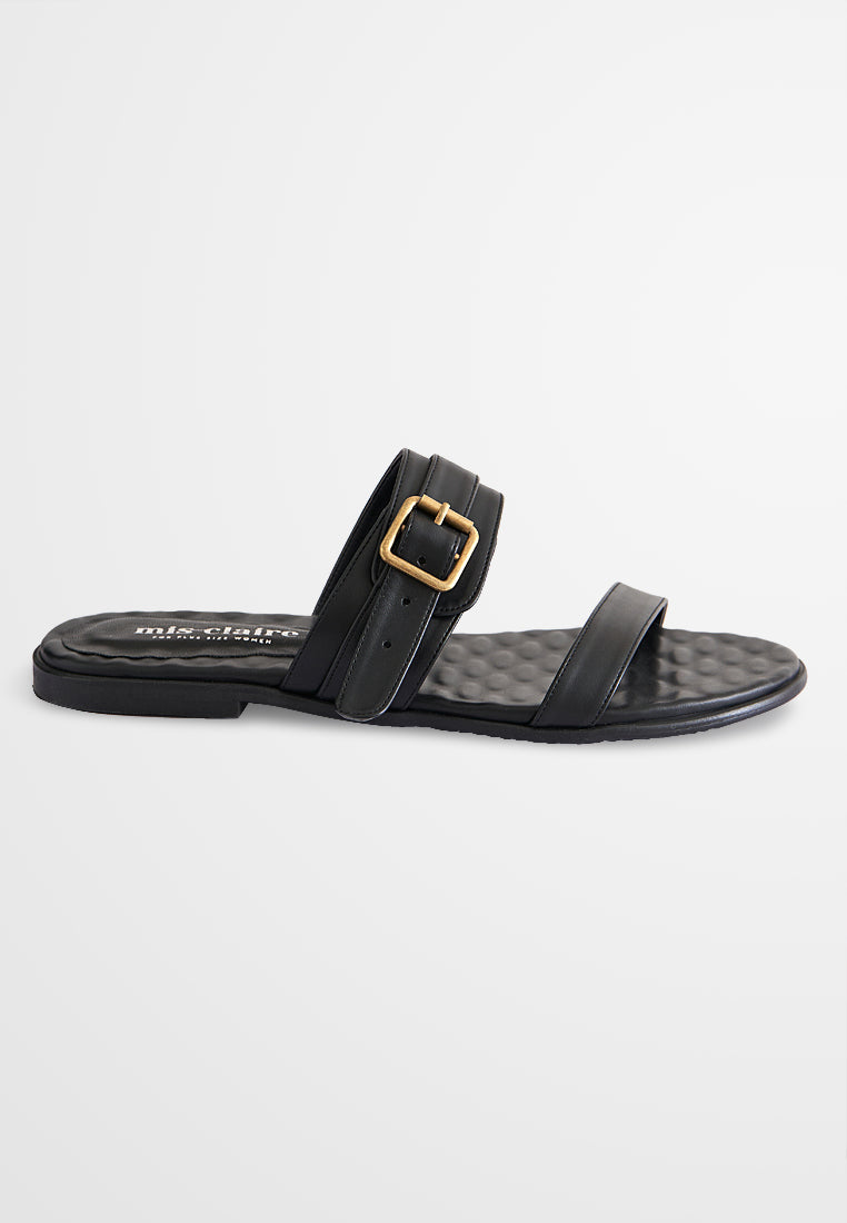 Donna Double Strap Adjustable Sandals - Black