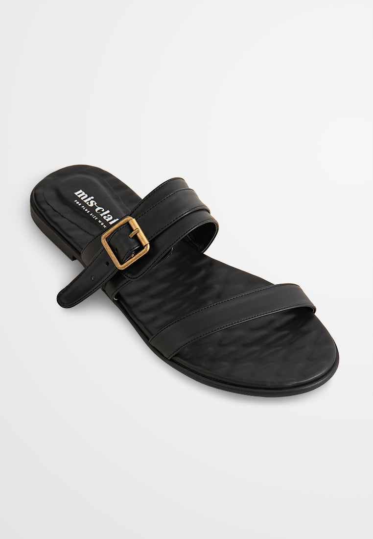 Donna Double Strap Adjustable Sandals - Black