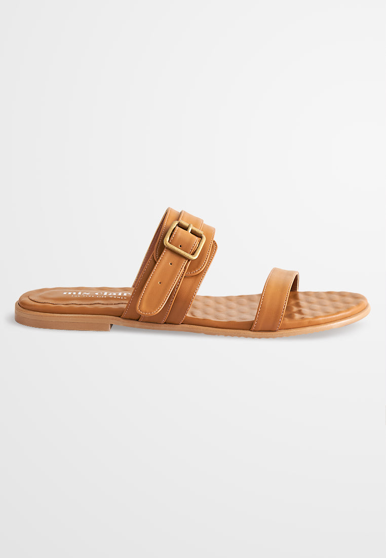 Donna Double Strap Adjustable Sandals - Brown