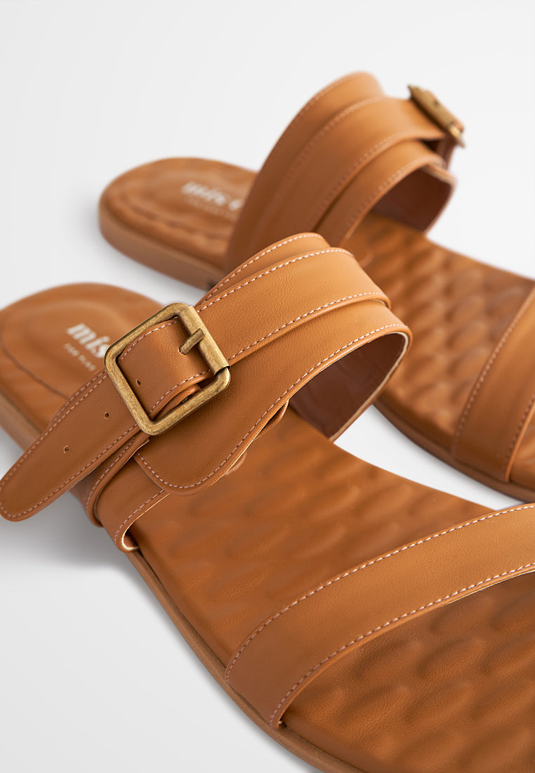 Donna Double Strap Adjustable Sandals - Brown
