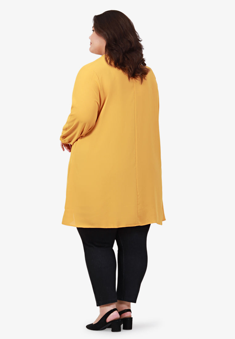 Emanie Embroidery Long Tunic Top - Yellow