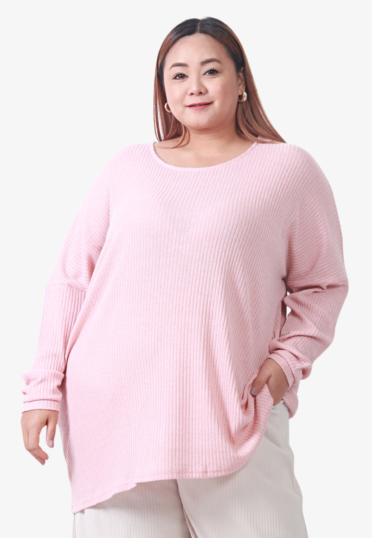Emmalyn Lightweight Ribbed Knit Top - Baby Pink
