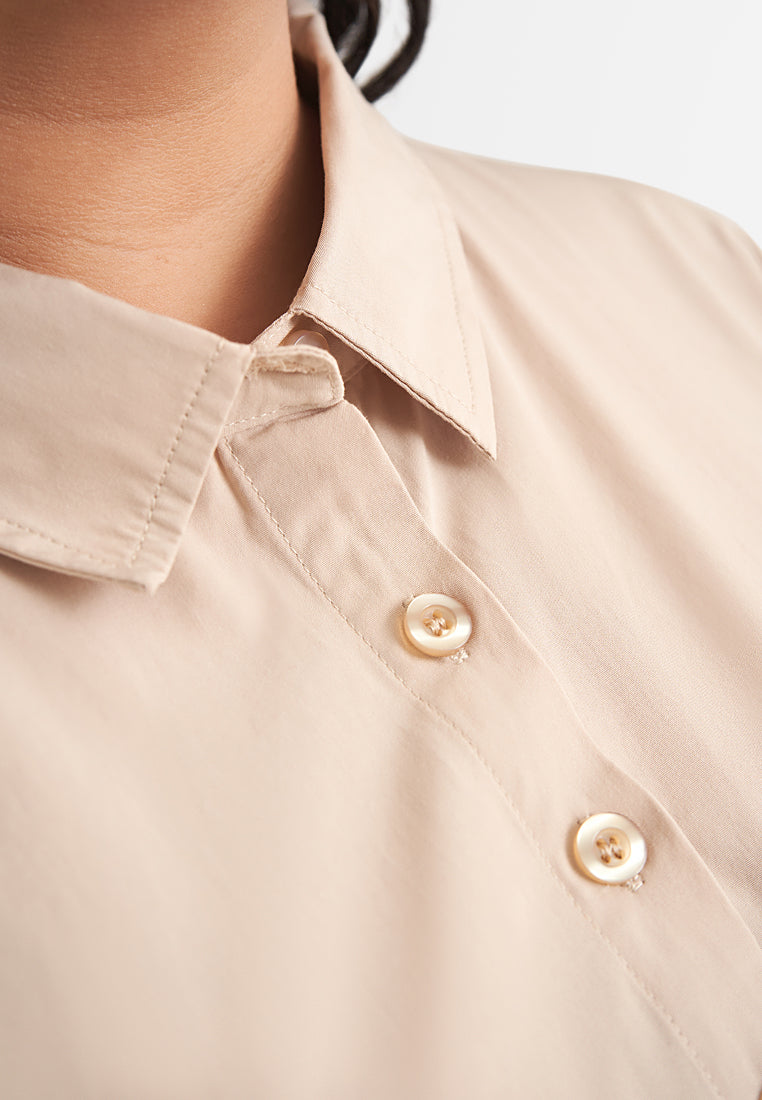 Felicia Formal Work Button Shirt - Khaki