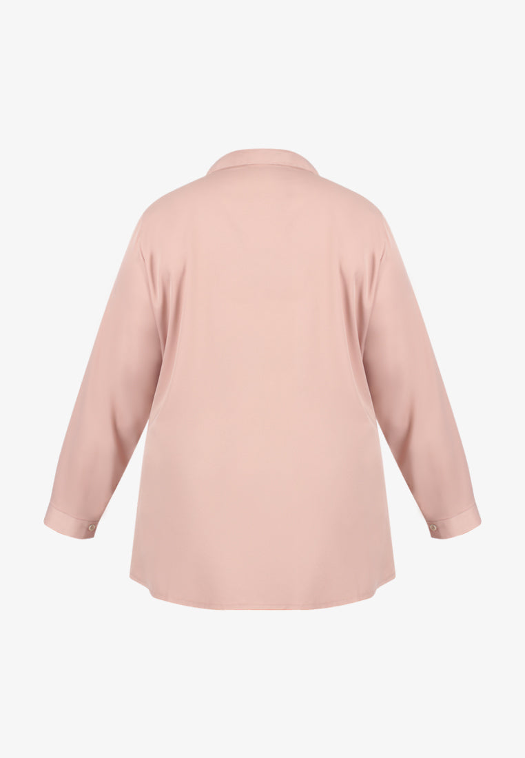 Flapper Faux Double Pocket Collar Shirt - Brown