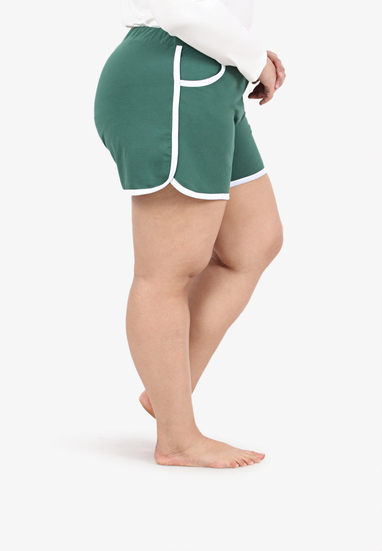 Fonda Plus Size Retro Shorts - Green